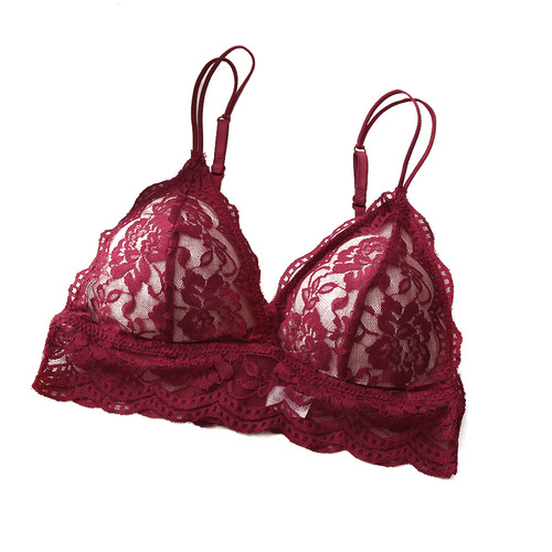 Underwear Women's Lace Beautiful Back Thin Triangular Cup Sexy Pure Desire Girl French Style No Wire Bra Bra Set