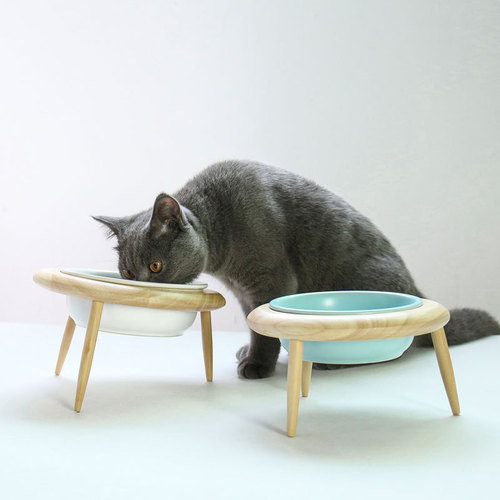 Ceramic cat bowl, cat food bowl, tall cat and dog food bowl, anti-knock over food bowl, drinking bowl, cervical vertebra protection pet supplies