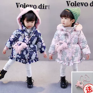 女童秋冬新款女宝宝加绒加厚棉衣童装休闲外套婴儿棉袄冬季外出