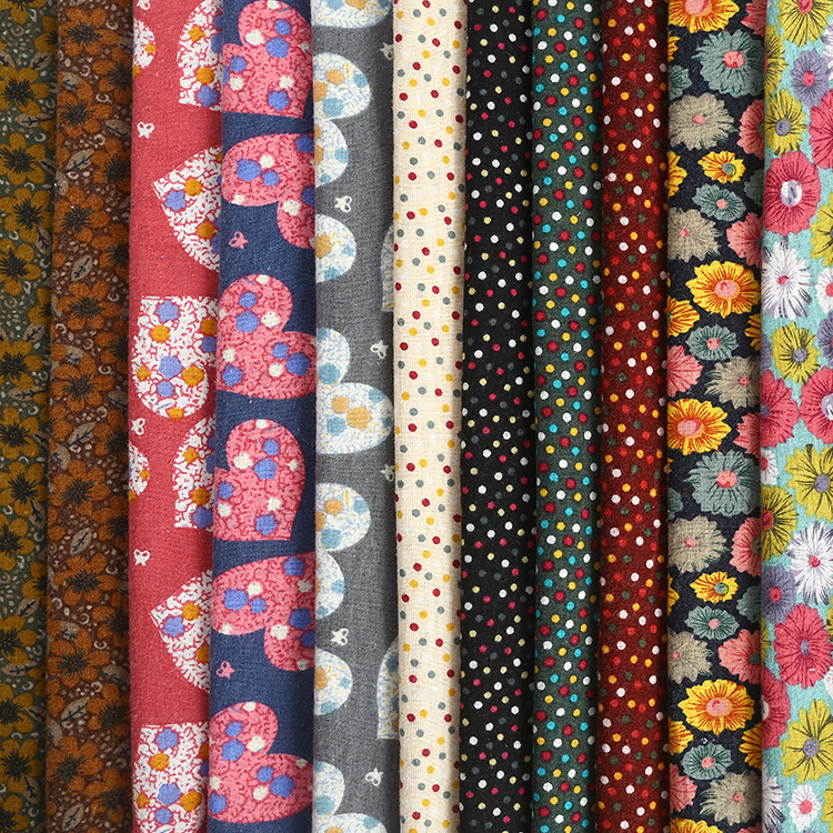 厂家直销现货批发棉类印花面料秋冬复古童装围巾布料家纺装饰布