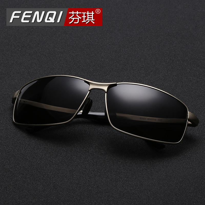 2023 lenses rectangular men's sports sunglasses polarized driving sunglasses stainless steel frame 8541
