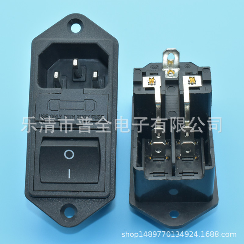 三合一 带开关电源插座 AC-01A 双保险医疗器械插座 黑色 印O -