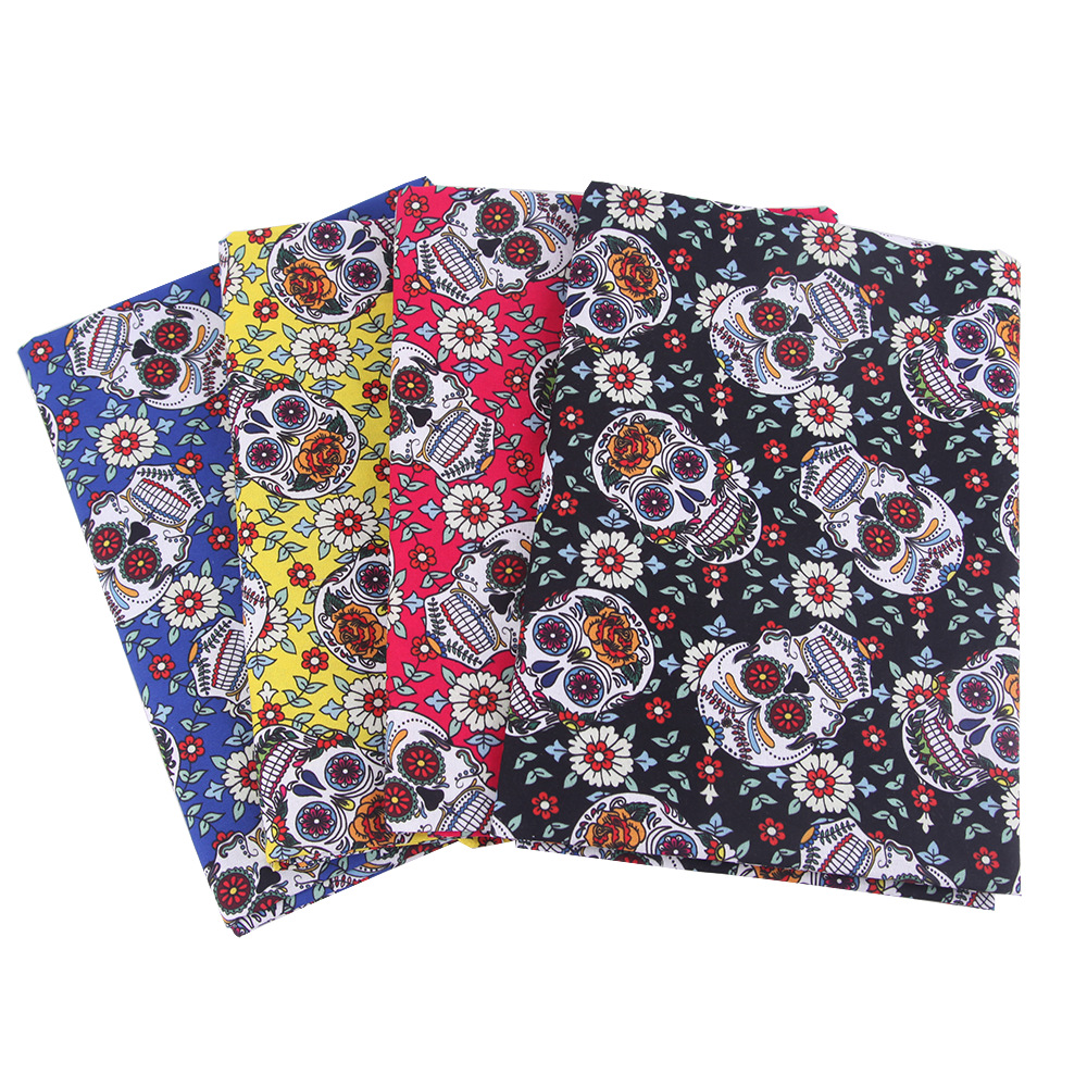 Foreign trade cotton patchwork Halloween four -color skull DIY…