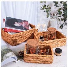 越南进口藤编收纳筐桌面长方形玩具零食田园收纳篮编织出口日本