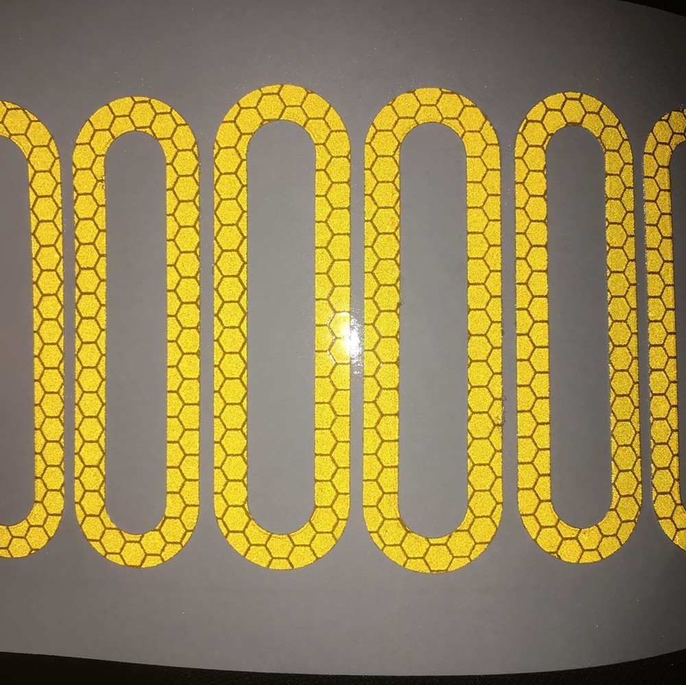 供应六边型蜂窝状反光贴 黄色高强级反光贴 个性反光车贴婴童车贴