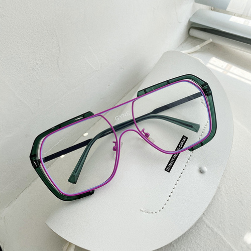Internet celebrity one-piece large-frame square sunglasses for women, retro yellow eye protection sunglasses for men, anti-UV tide for driving