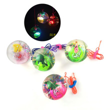 发光水晶球闪光弹力球5.5公分带绳子水球跳跳球地推货源地摊 玩具