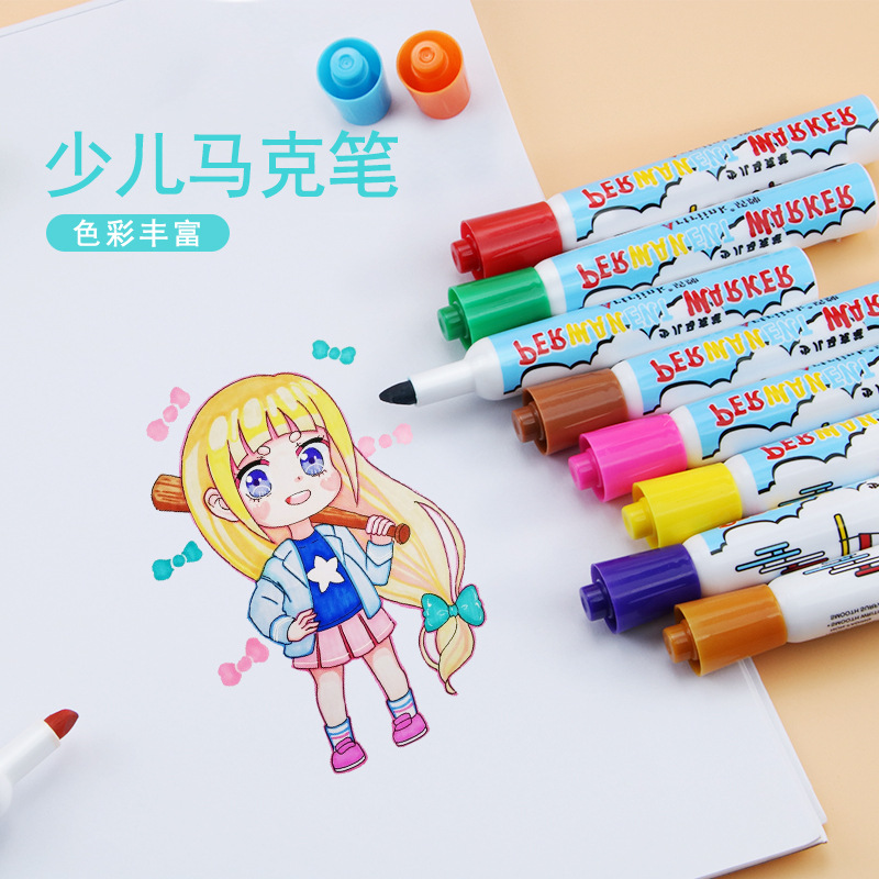 Escudo infantil 12-color marcador traje estudiante color especial pluma gran capacidad pintura cabeza suave marcador al por mayor