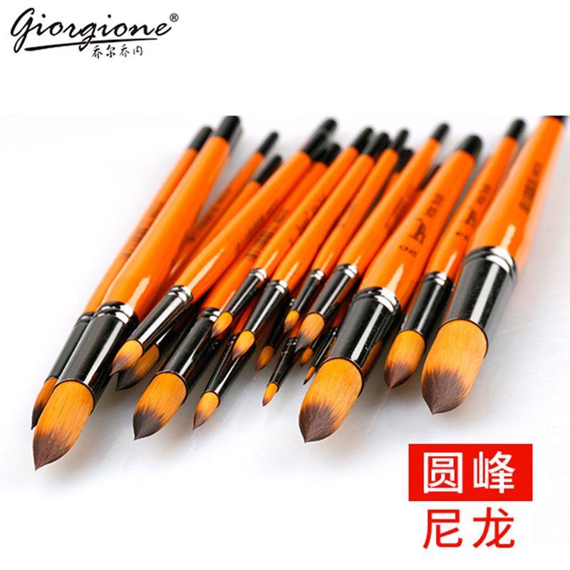 Giorgione single nylon wool orange light brush round head hook line gouache watercolor brush digital oil brush professional