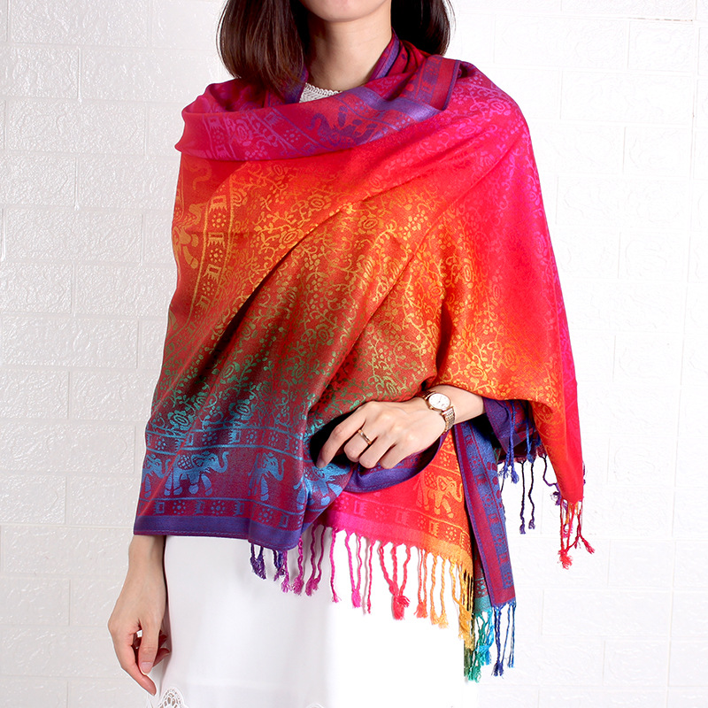Cachecol de algodão colorido para mulher estampa de elefante_voghion.com