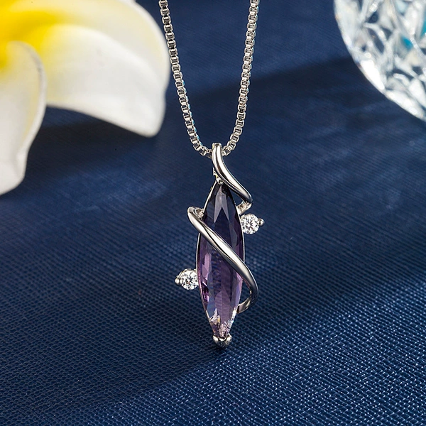 Copper platinum crystal pendant with amethyst