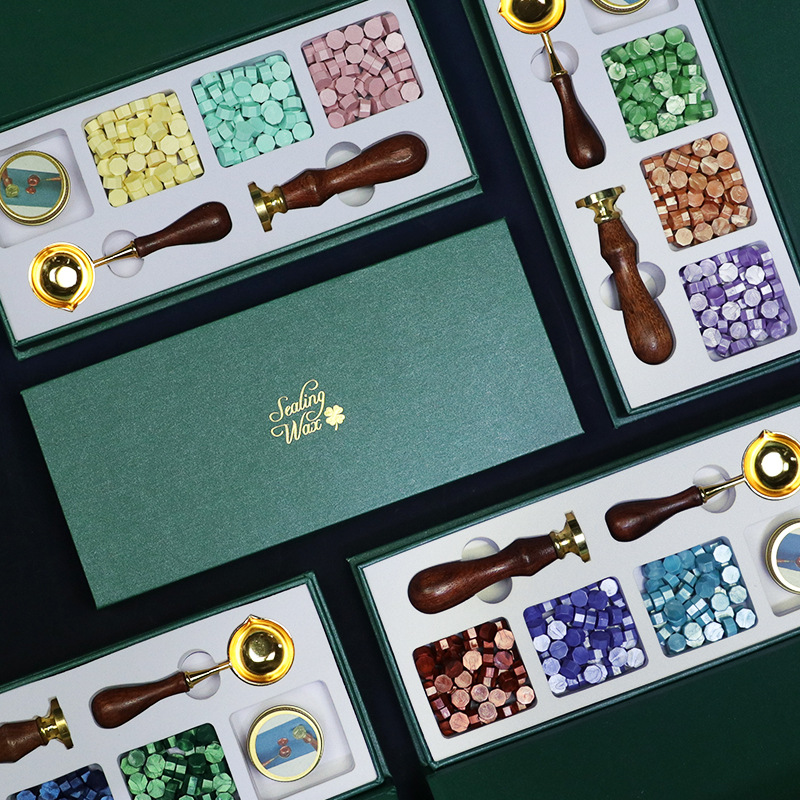 Color europeo fuego pintura sello traje conjunto completo europeo retro fuego pintura traje cera grano fuego pintura caja de regalo envolvente cera de sellado