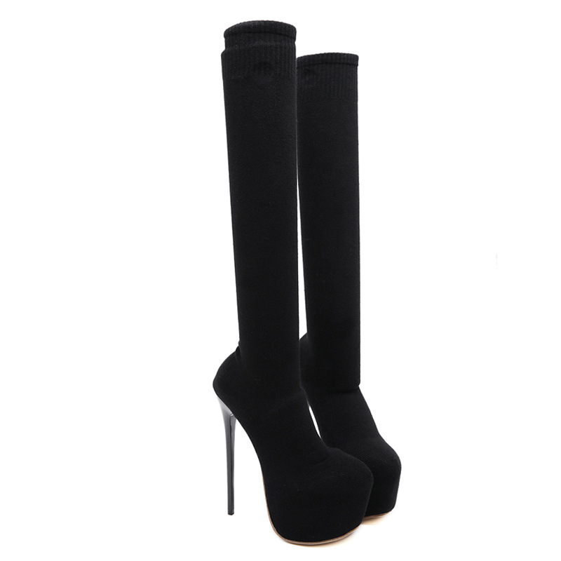 Tacones altos invierno Nuevo en stock sobre la rodilla botas odio tiangao etapa discoteca botas elásticas botas delgadas