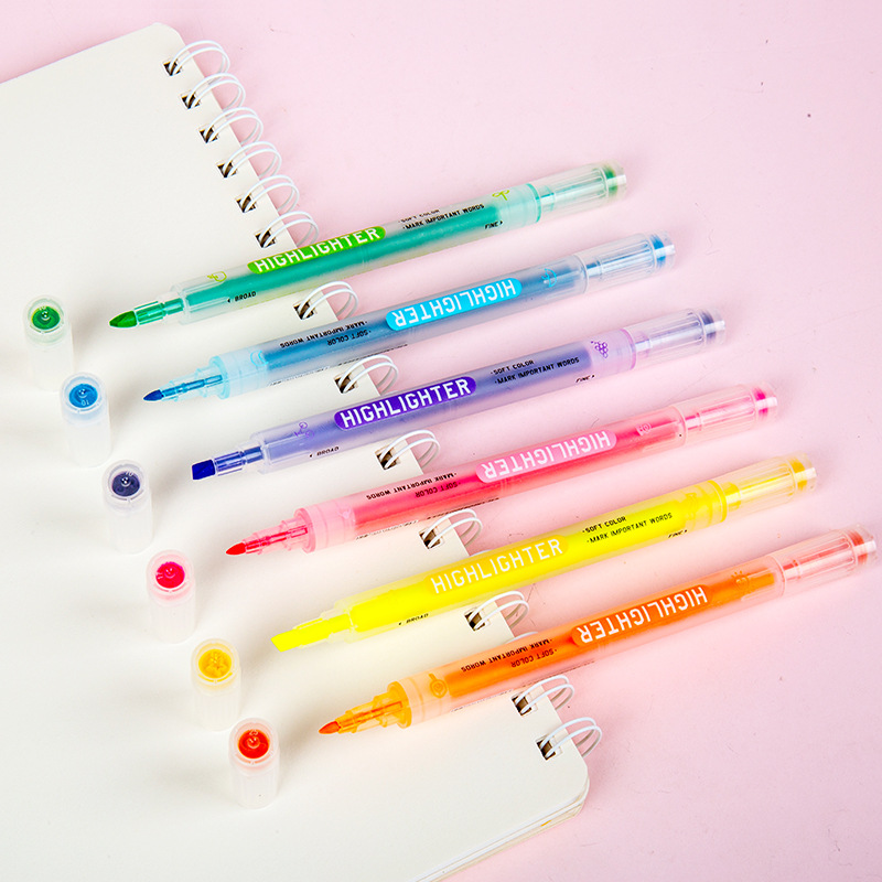 1932 sello de doble cabeza fluorescente pluma estudiante DIY diario pluma moda creativa papelería 1 Unidades 6-color marcador pluma