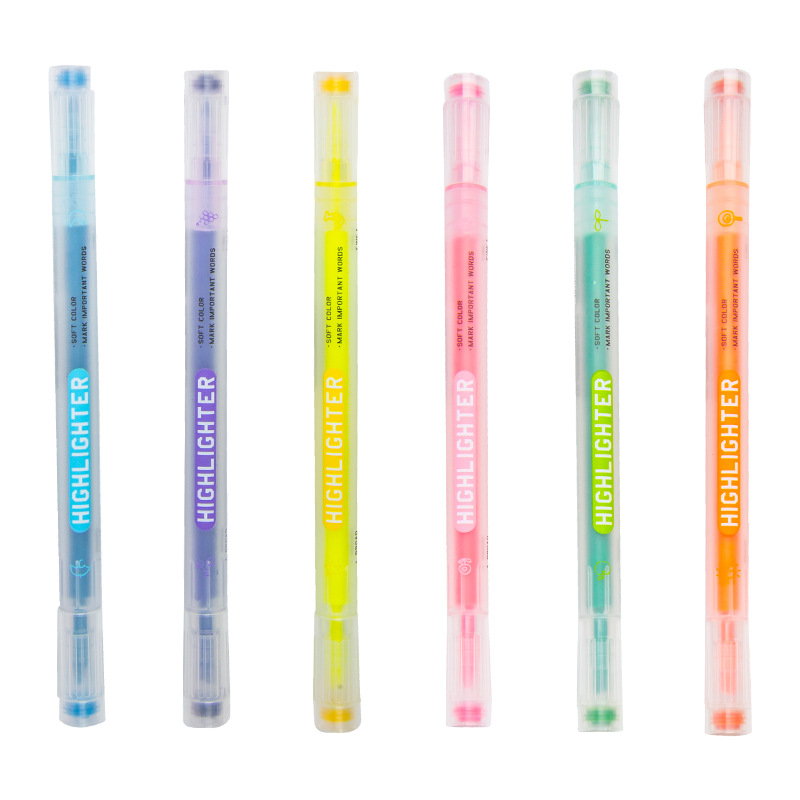 1932 sello de doble cabeza fluorescente pluma estudiante DIY diario pluma moda creativa papelería 1 Unidades 6-color marcador pluma