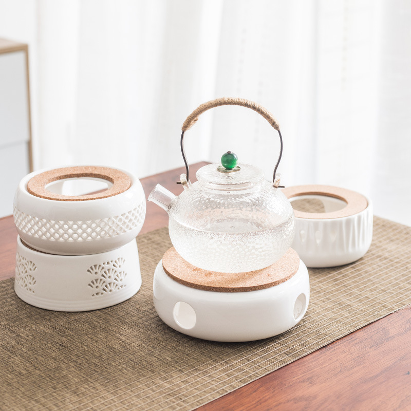 Yunhua estilo japonés hueco de la vela de calefacción calentador de té de base redonda calentador de té Dehua juego de té de cerámica