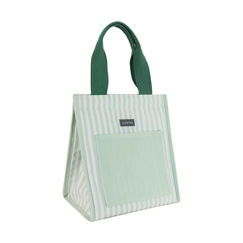出口日本手提铝箔保温袋 条纹奶茶午餐保温袋 帆布蛋糕冰袋