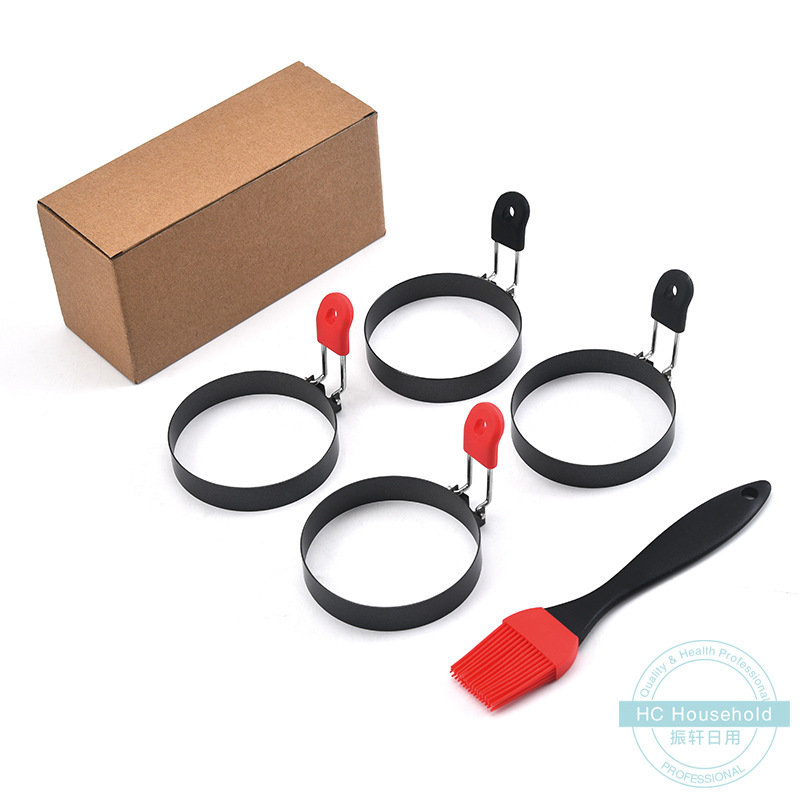 Fábrica al por mayor anillo de tortilla de silicona cocina de acero inoxidable molde de tortilla traje hogar cepillo de aceite de silicona