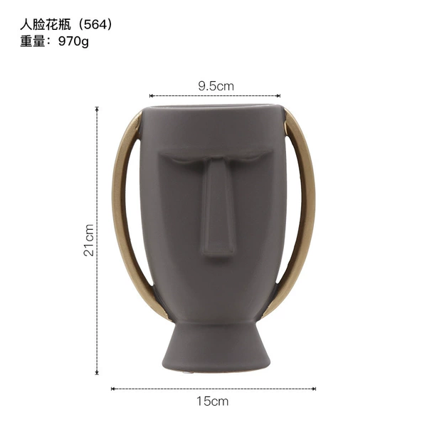 Human face flower bottle large gray gray