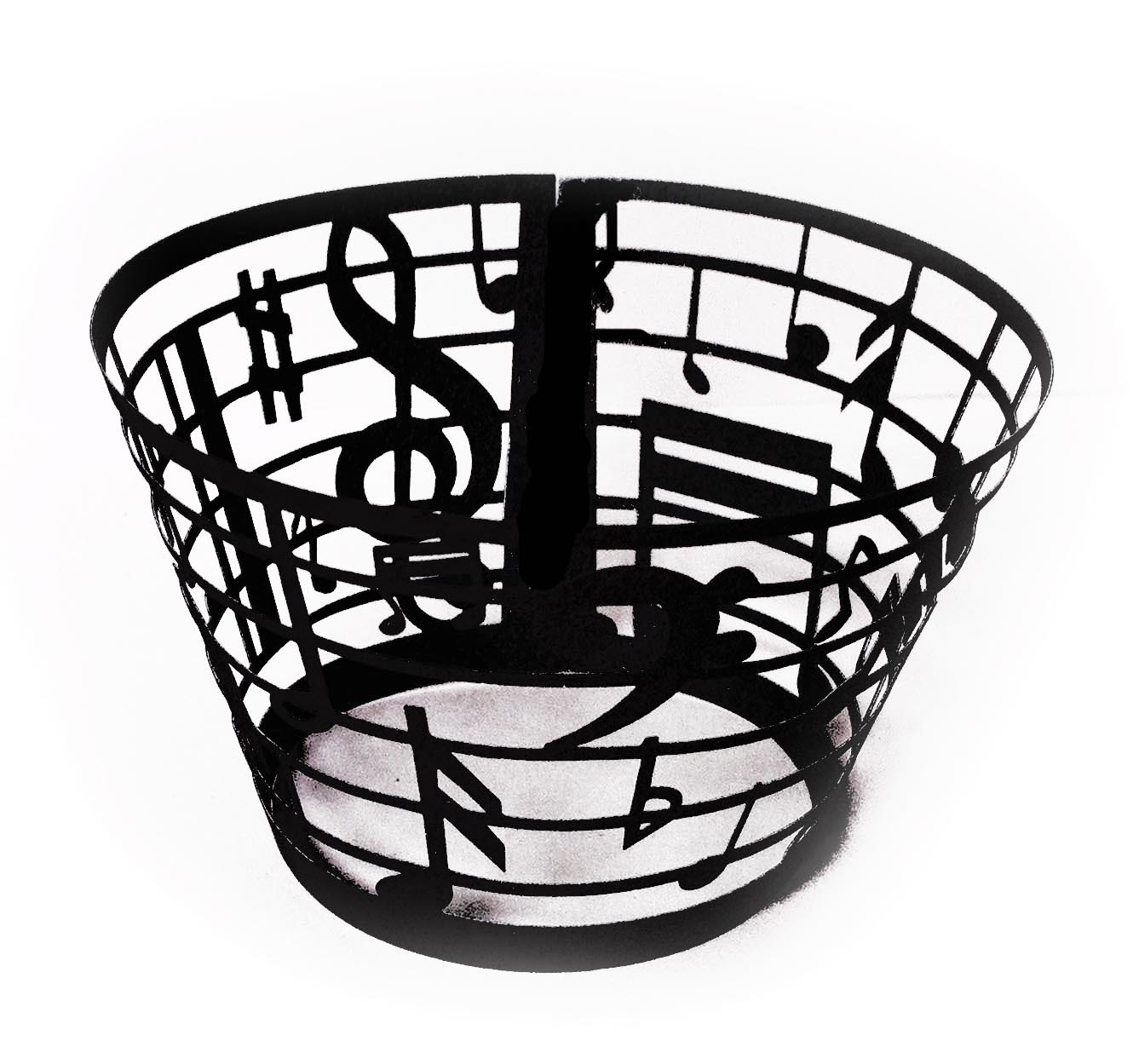 Láser transfronterizo hueca taza de papel pastel borde de papel nota negra tema musical pentagrama decoración taza de papel encaje