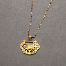 国潮做旧潮流黄铜复古长命锁吊坠女平安锁包包挂件古铜挂坠工艺品