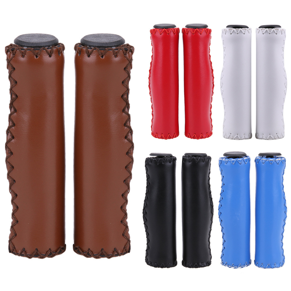 Bicycle accessories dead car leather hand grip set manual sewing retro wind bicycle handle