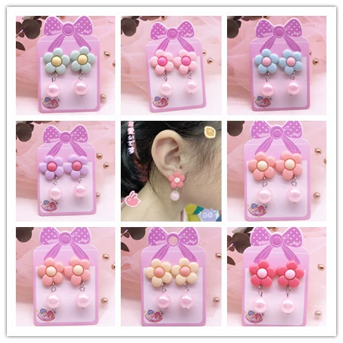 Cute children's earrings, accessory, no pierced ears