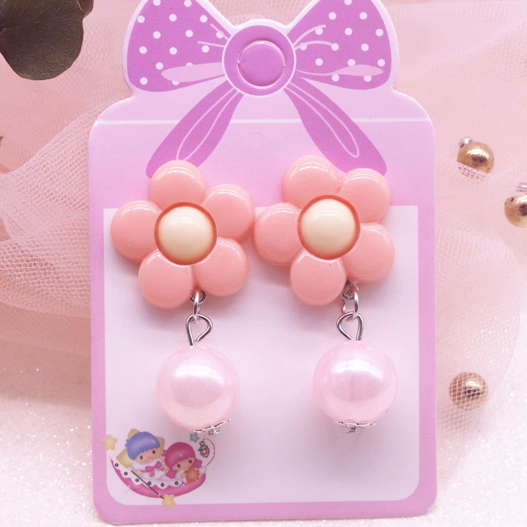 Cute children's earrings, accessory, no pierced ears