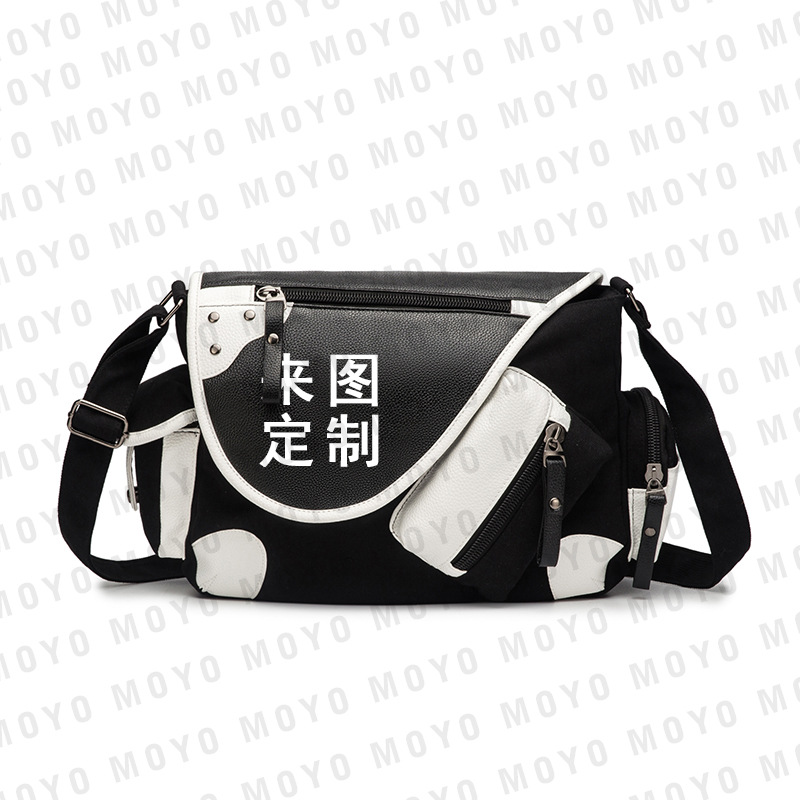 Bolsa de lona de estudiante personalizada de 1 pieza mochila bolso de hombro de color de contraste de dibujos animados