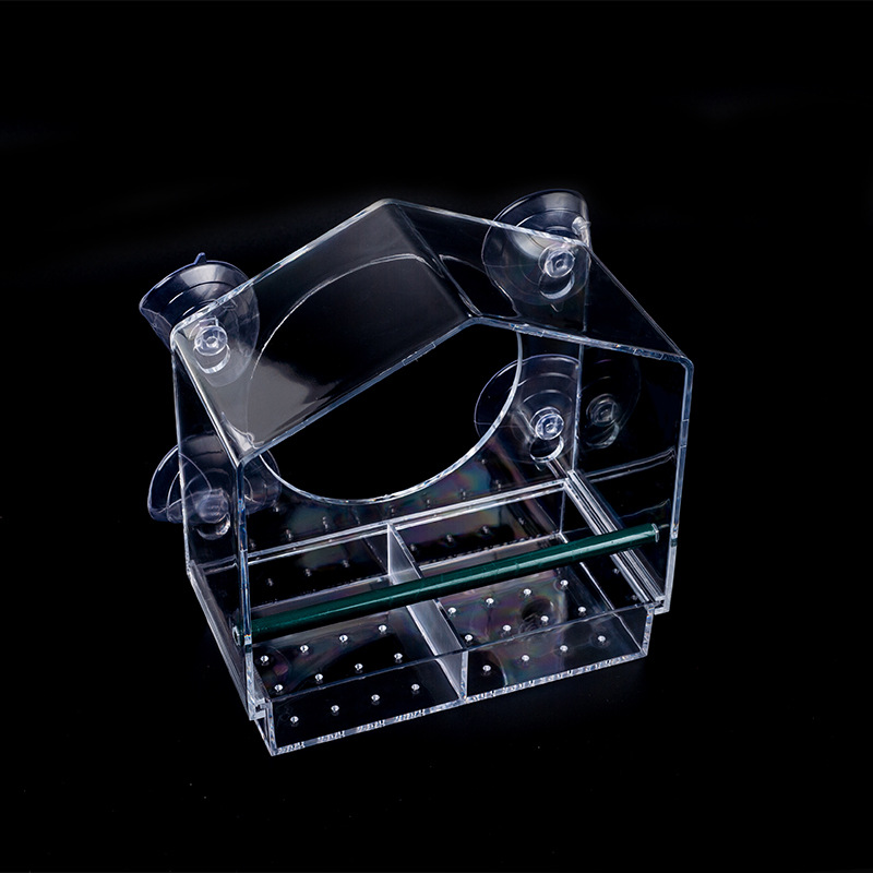 Wholesale transparent organic glass box craft box Pet bird feeding outdoor bird cage bird suspension feeder 2
