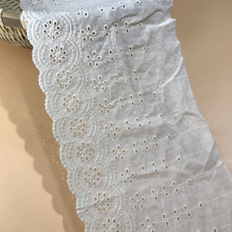 17.5厘米棉布花边服装辅料DIY 现货牛奶丝刺绣花边牛奶丝百搭花边