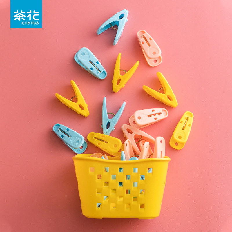 Camellia Plastic Small Clips [24 Pieces] Plastic Drying Clips Multifunctional Clothes Clips Pants Clips 28541K Storage