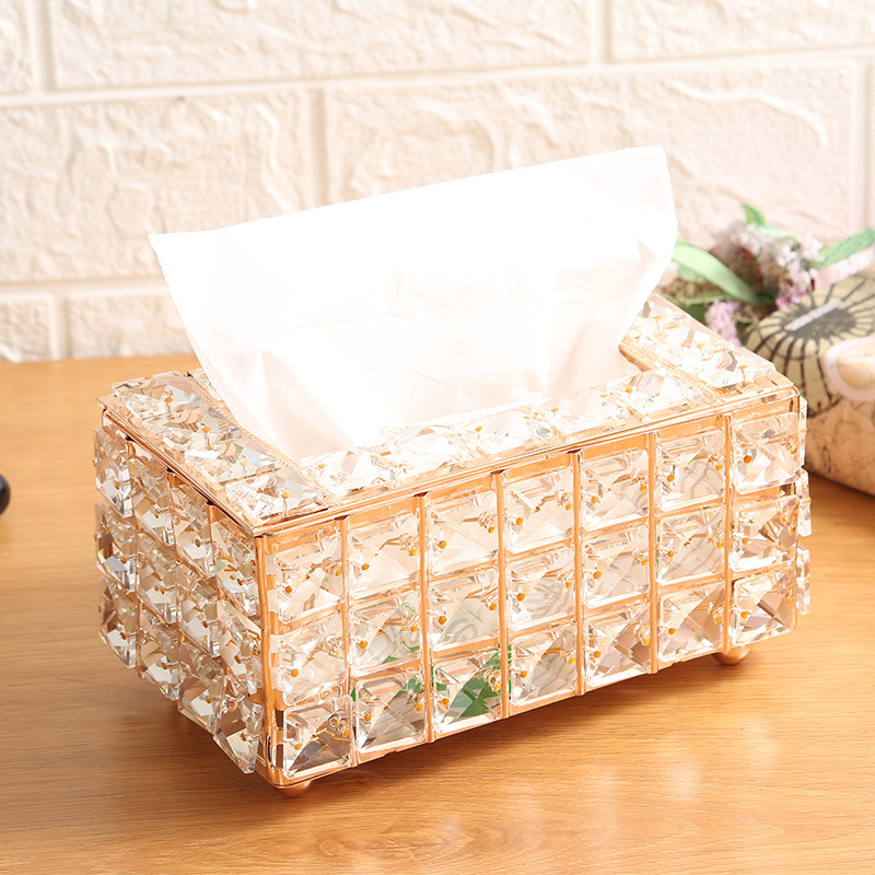 Fashion Creative Crystal Tissue Box European Style Toilet Tissue Box Paper Box Paper Box Household Storage Box Napkin Paper Box