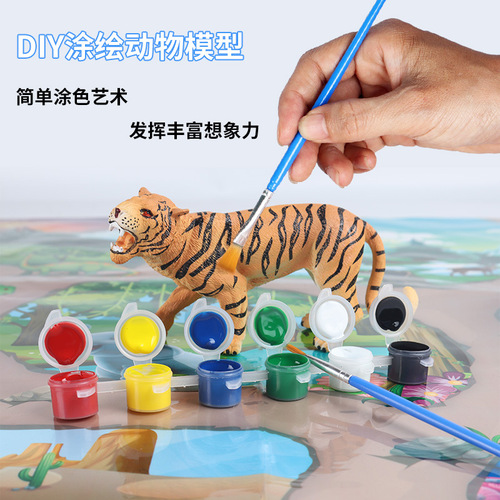 Children's diy coloring jungle animal model set static plastic toy white embryo painted dinosaur white model