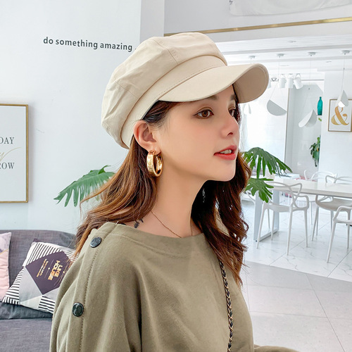 Tiantiandai thin cotton and linen breathable Internet celebrity octagonal hat for women, Korean version, trendy, Japanese style, versatile British retro beret
