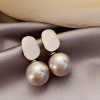 Earrings from pearl, silver needle, internet celebrity