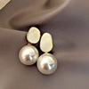 Earrings from pearl, silver needle, internet celebrity