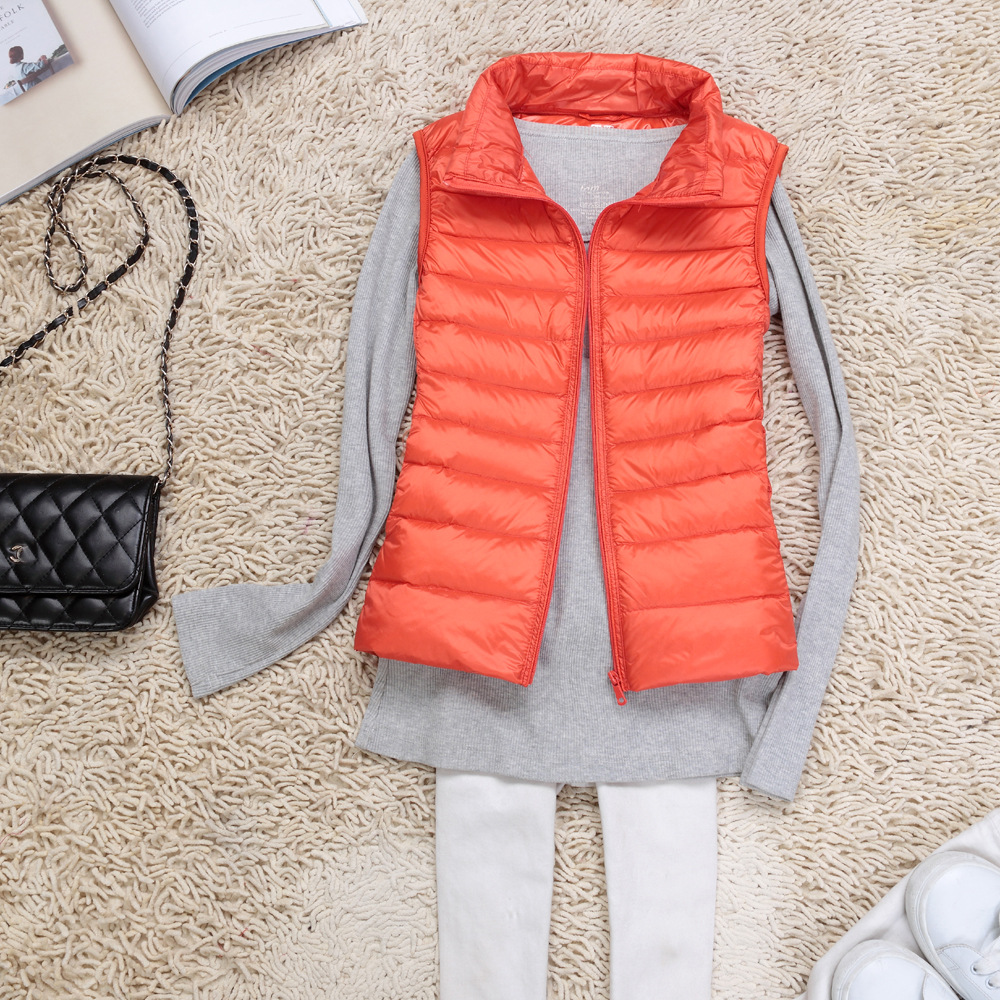 2019 Otoño e Invierno nuevos productos genuinos ultrafinos de las mujeres abajo chaqueta chaleco Chaleco de las mujeres image 19