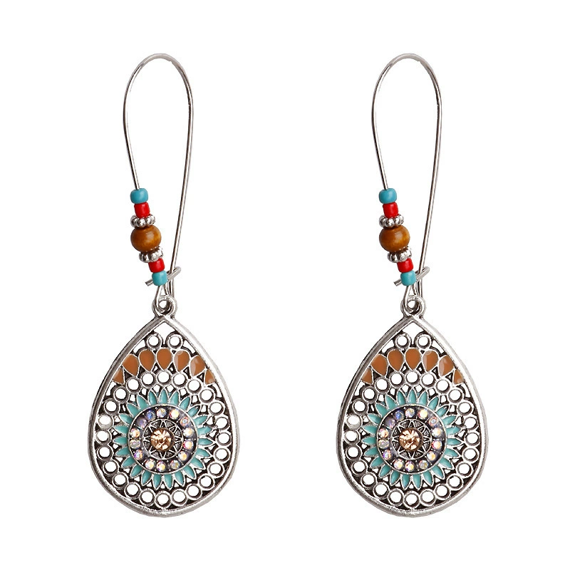 Новые модные украшения Европейский и американский большой бренд темперамент креативный каплевидный сплав капли масла цветочные серьги ушной крючок