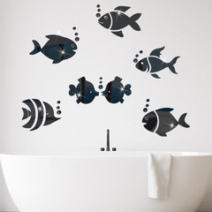 JM534  魚群接吻魚DIY鏡面亞克力牆貼兒童房幼兒園裝飾防水自粘