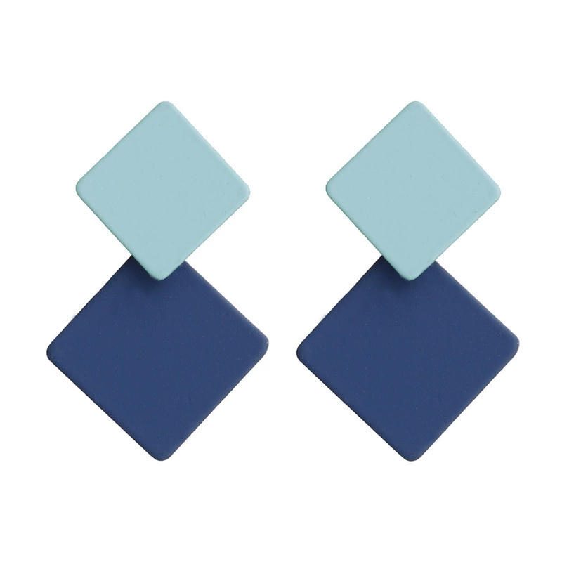 Новое поступление в Корейском стиле с краской для выпечки Геометрические Квадратные серьги преувеличенные Модные Простые универсальные серьги в стиле интернет-знаменитостей ретро в холодном стиле для женщин