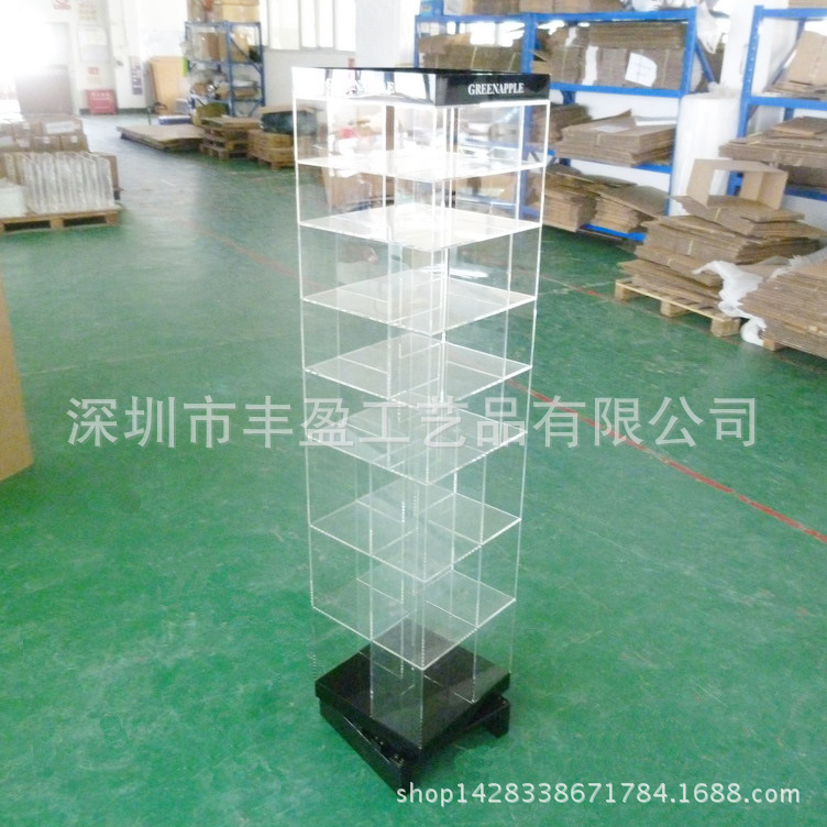 加工制作透明亚克力书架 有机玻璃旋转书架 多层书柜架子