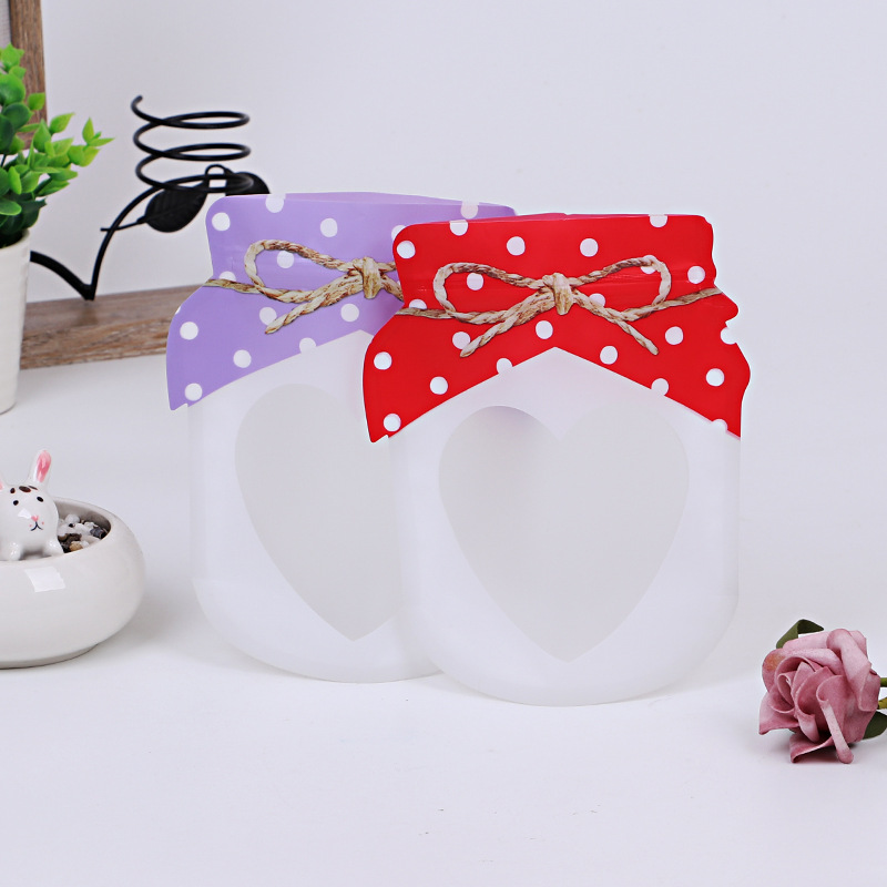 可爱创意食品包装袋半透明开窗式密封真空自封袋彩印异形封自立袋