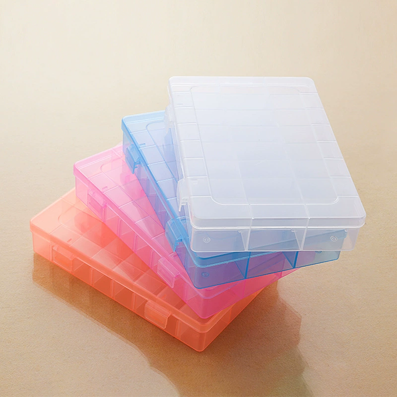 Rectangular transparent PP storage box, 24 compartments for eyelashes & manicure, 19.5×13×3.5 cm