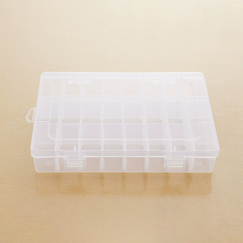 Rectangular transparent PP storage box, 24 compartments for eyelashes & manicure, 19.5×13×3.5 cm