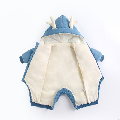 Infant jumpsuit in winter with velvet thick suit, baby climbing suit, girl newborn going out, Class A safety