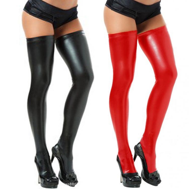 Lencería sexy pantalones de cuero medias altas medias juego uniforme ropa de rendimiento ropa de escenario sexy calcetines de cuero