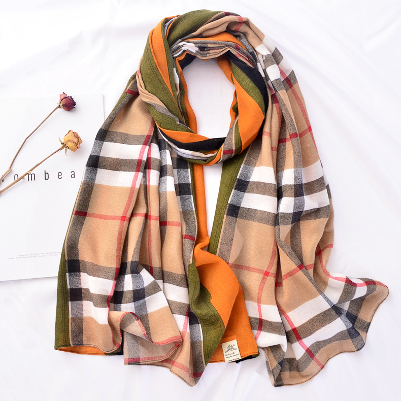 Bufanda de seda para mujer otoño e invierno cálido pañuelo a cuadros británico bufanda de estilo coreano bufanda de doble uso para mujer vacaciones verano protector solar toalla de playa chal