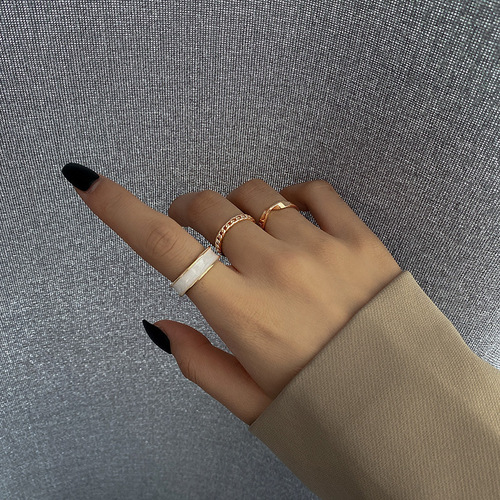 Korean version of Internet celebrity ring for women ins trendy fashion personality plain ring temperament index finger ring opening adjustable set ring
