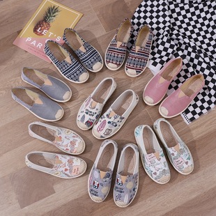 Cross-border Foreign Single Canvas Shoes Summer and Autumn Single Shoes Women's Slip-on Old Beijing Cloth Shoes Women's Shoes Shallow Breathable Flat Casual